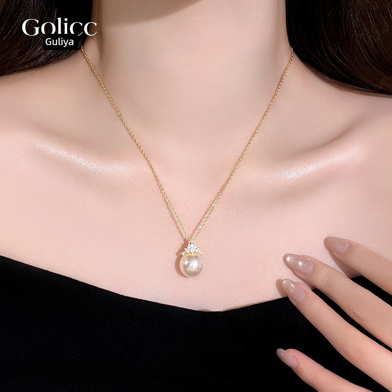 colar colar femenino Coroa de gelo Shijia pérola colar feminino High-End luz luxo nicho colar 2026 novo estilo clavícula