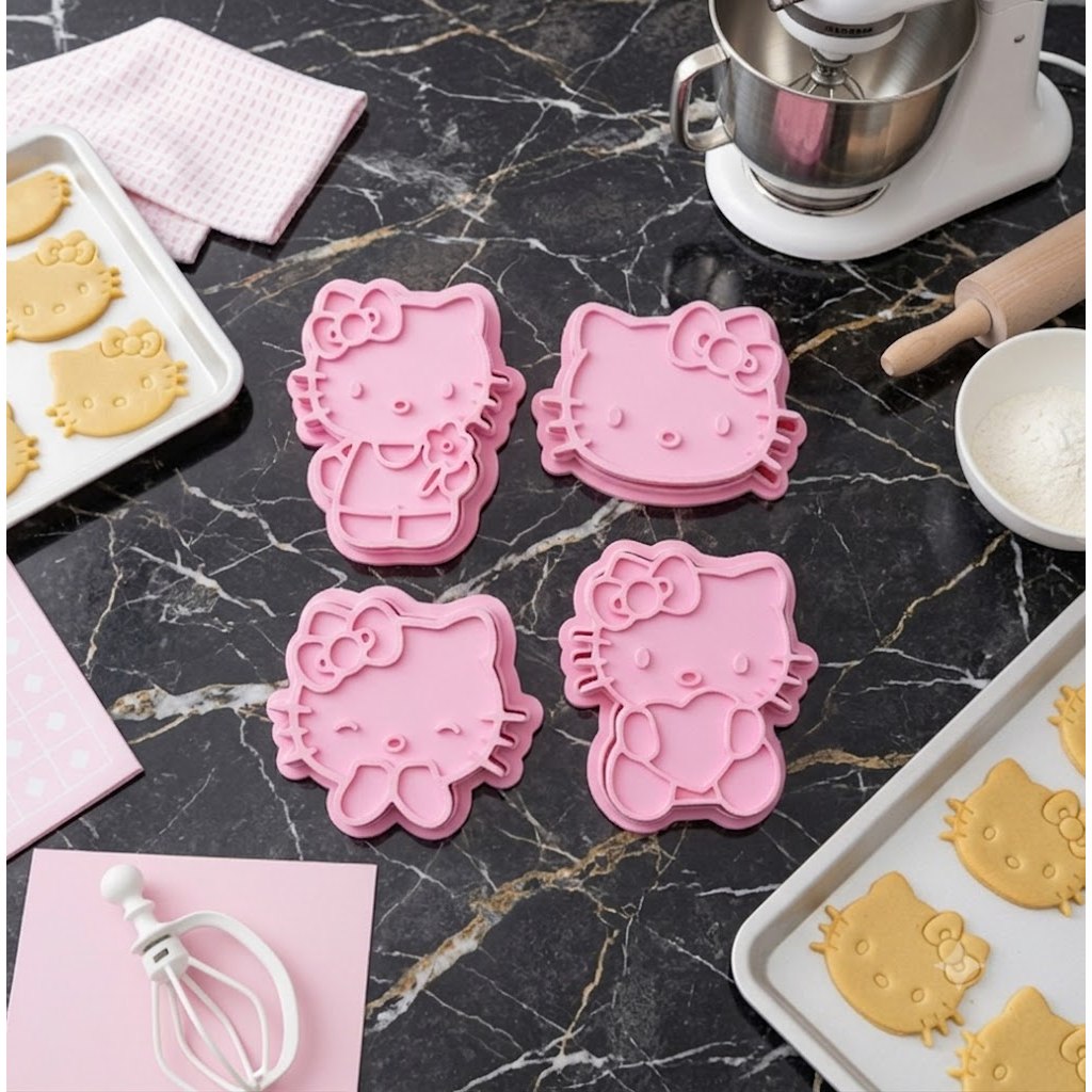 Kit 4 Cortadores de Biscoito Hello Kitty | Moldes para Biscoitos, Pasta Americana e Fondant | Impressão 3D