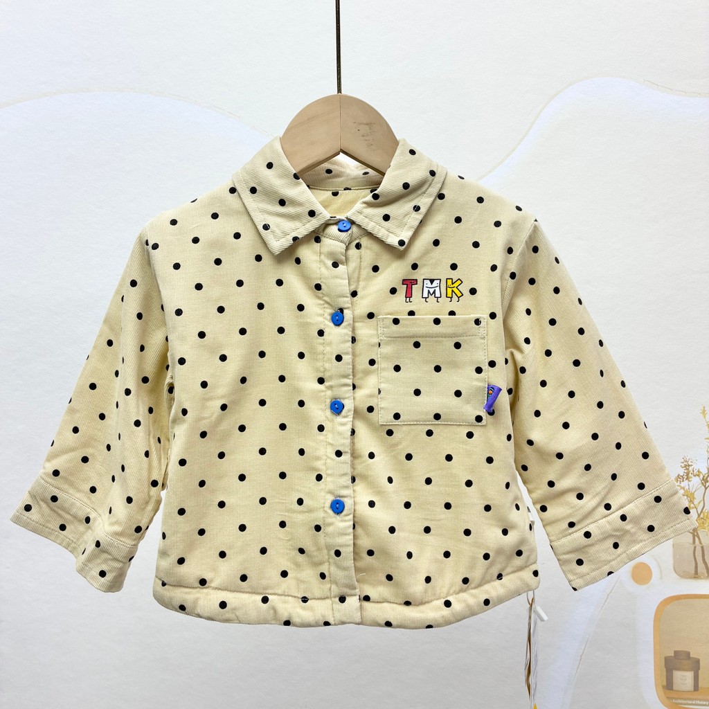 Plantio K outono inverno crianças meninos moda Casual All-Match bolinhas velo quente de manga comprida camiseta 80-120