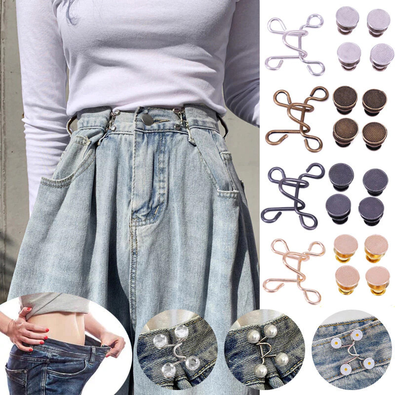 Alfinete De Cintura Pérola E Strass – Prendedor De Roupas Ajustável Antiderrapante Para Vestido/Calça