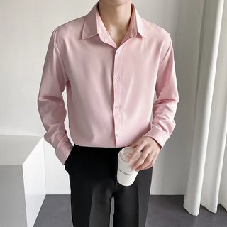 Noivo casamento padrinhos camisa de cor sólida masculino rosa branco preto negócios Casual trabalho formatura foto camis