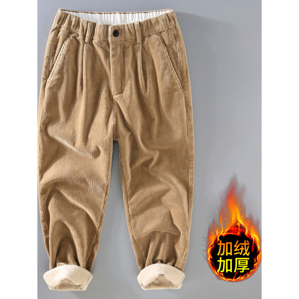 2026 novo estilo Retro pesado inverno calças de veludo lã masculina engrossado puro algodão solto em linha reta calças c