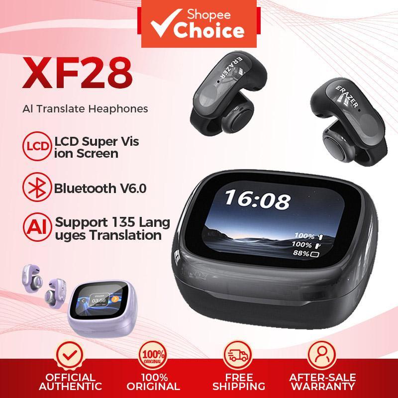 ERAZER XF28 Fones De Ouvido AI Smart Tradução TWS Com Tela Colorida Clipe HD Cha