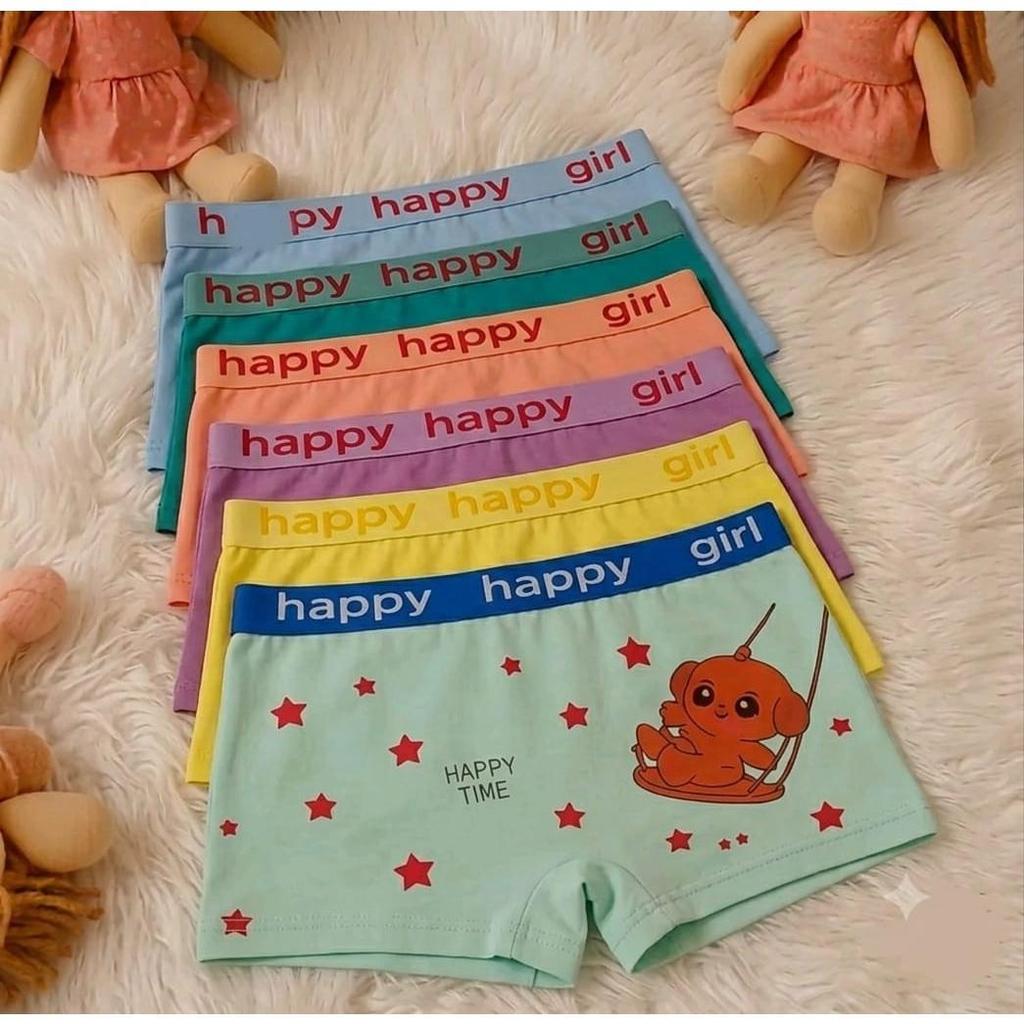Kit 3/5/10 Cacinhas Boxer Infantil Conforto Diário Menina Cores Sortidas Tecido Macio, Confortável e Respirável