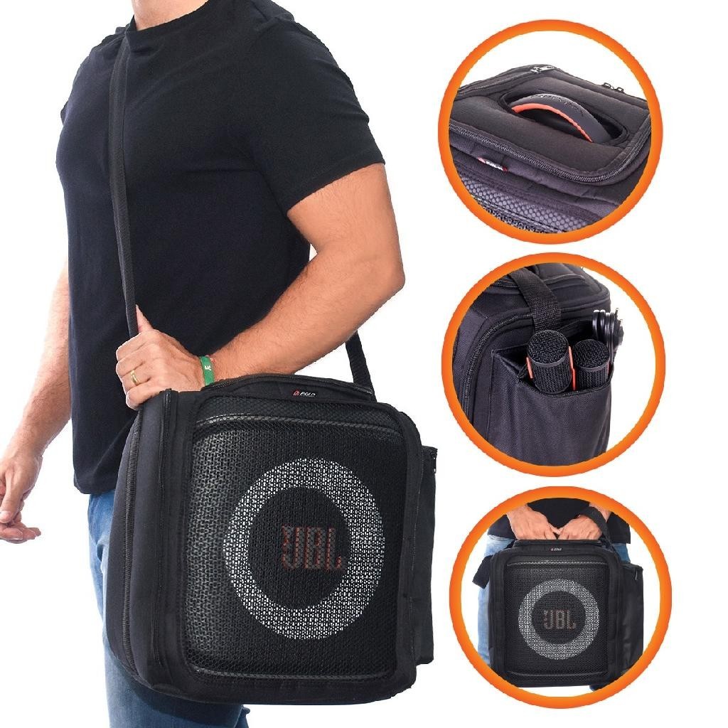 Bolsa Case Para Jbl Partybox Encore 2 Impermeável Acolchoada Com Aberturas e Bolso Para Microfones