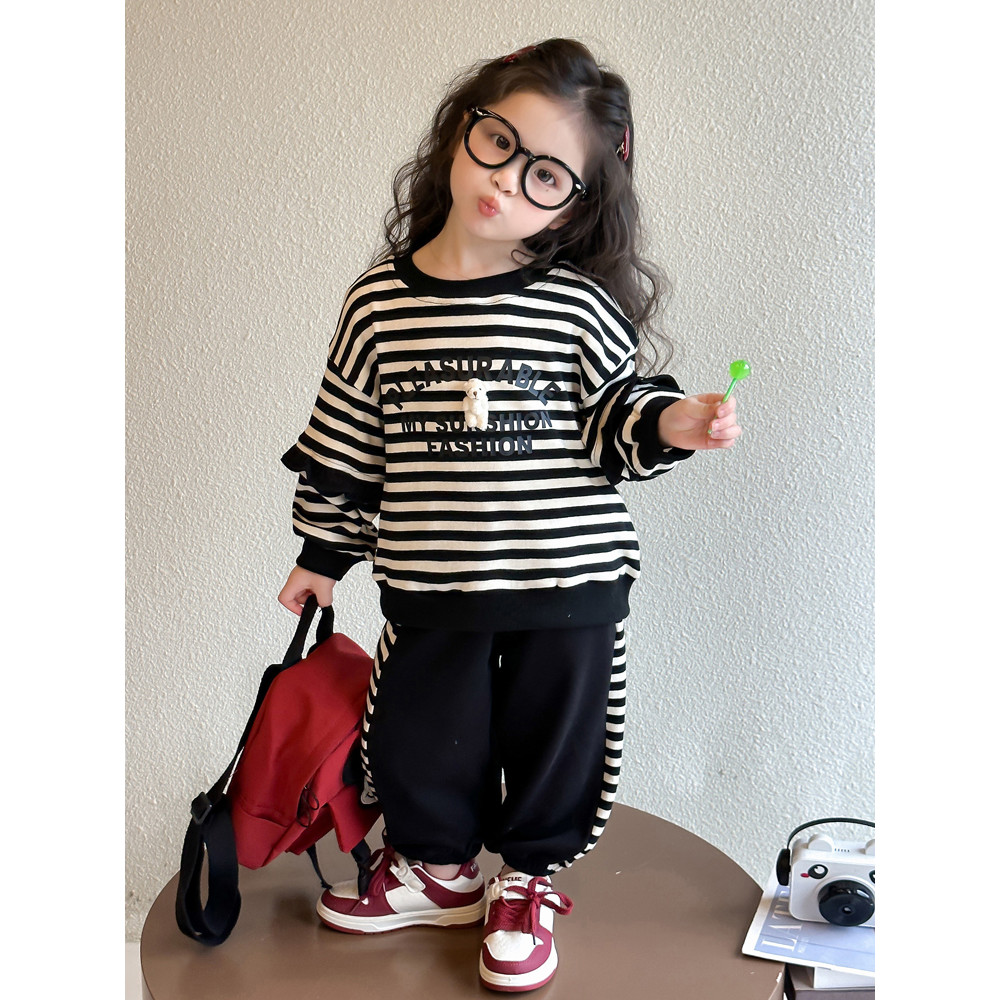 1 meninas terno Casual 2026 novo estilo moda 3 anos de idade meninas primavera roupas esportivas moda bebê moletom prima