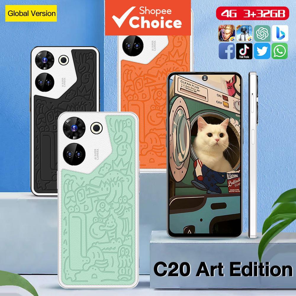 Smartphone C20 Art Edition 4G-32 Gb De ROM , Tela HD De 6.53 Polegadas , Android , Parte Traseira Texturizada Artística