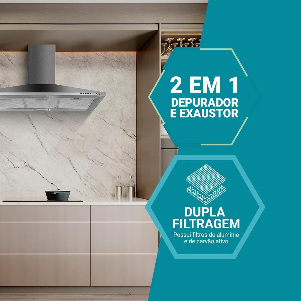 Coifa Pirâmide Philco 2 em 1 90cm Inox PCO92I