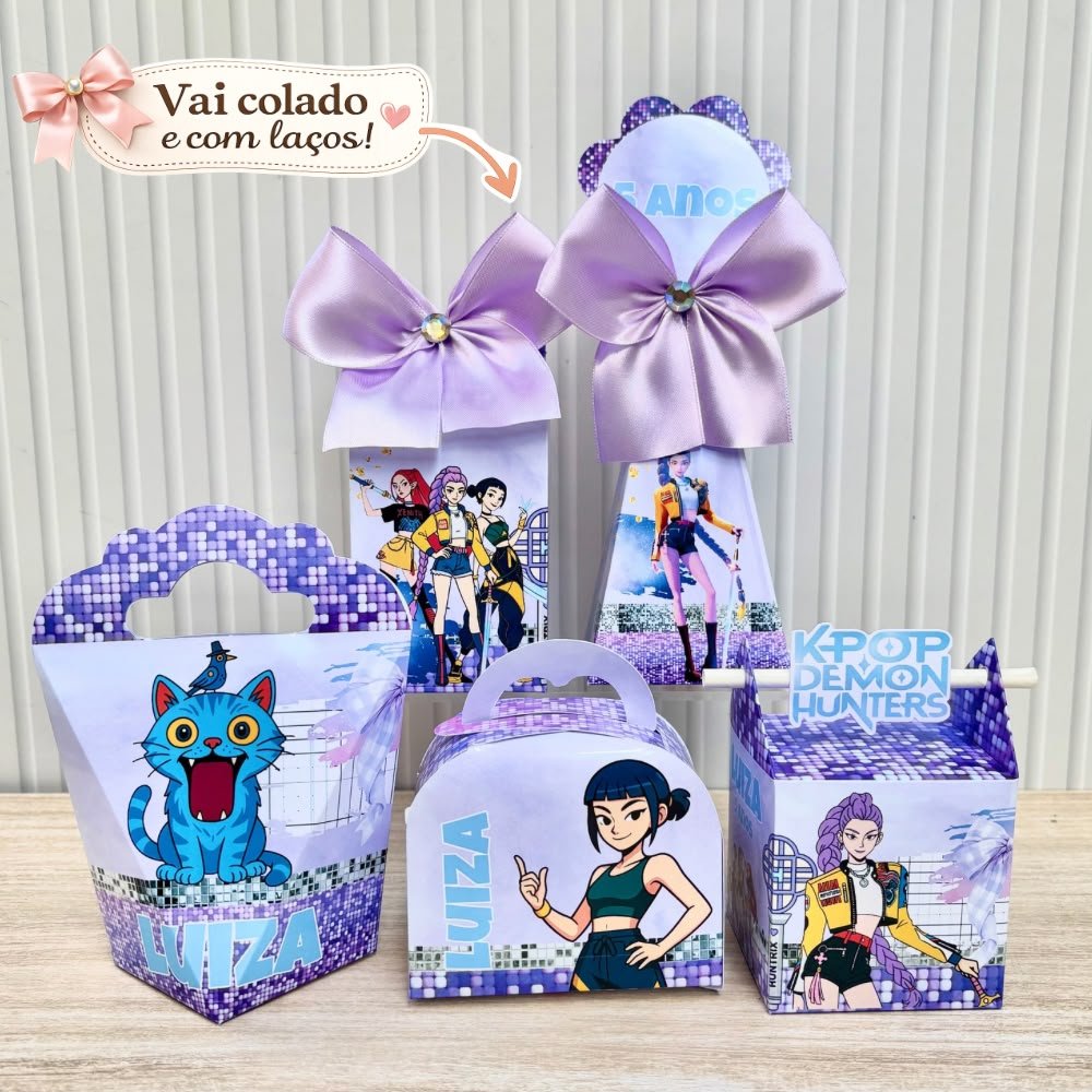 Kit de festa Personalizado Guerreiras K POP | Lembrancinha festa Guerreiras K POP | Aniversário Huntrix