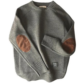 Suéter Masculino Pullover Novo 2025, Moda de Outono, Casual, Solto, Grosso, Gola Redonda, Lã Tricotada, Oversize, Estilo