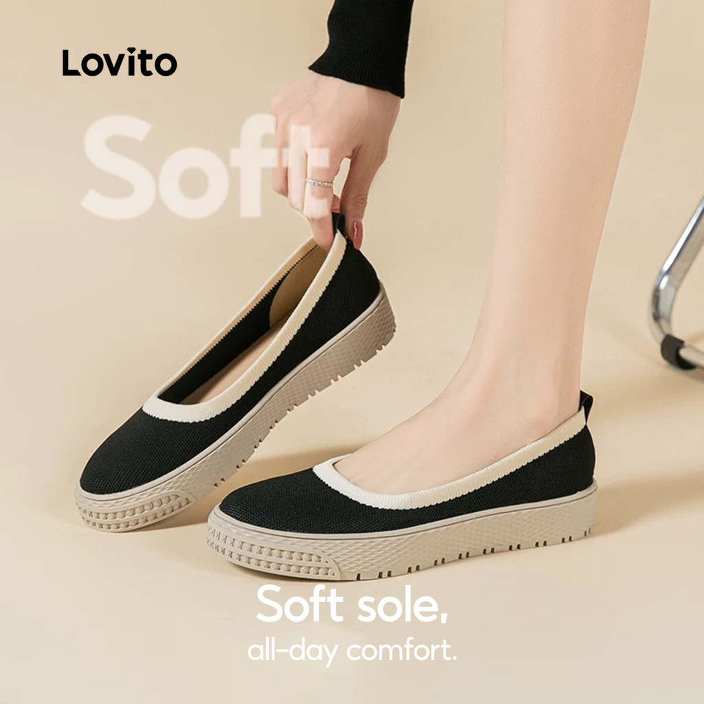 Lovito Sapatos Mary Jane Casuais Colorblock Estilo Coreano Para Mulheres LFAS602