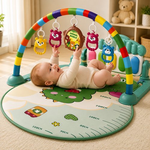 Tapete Musical Infantil Interativo Bebe Arco Brinquedos Piano Mordedor Antiderrapante Presente Meses