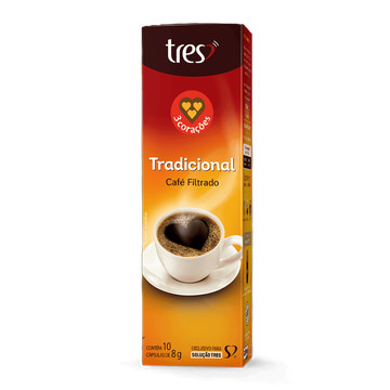 Café em Cápsula Torrado e Moído Filtrado Tradicional 3 Corações