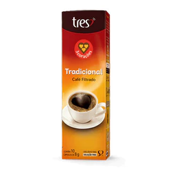 3 Corações Café em cápsula torrado e moído filtrado tradicional 10 unidades 75g