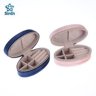 Sinth Mini Caixa De Joias Oval De Veludo , Estojo De Armazenamento Retrô Para Anéis , Brincos , Pulseiras , Pequeno E Le
