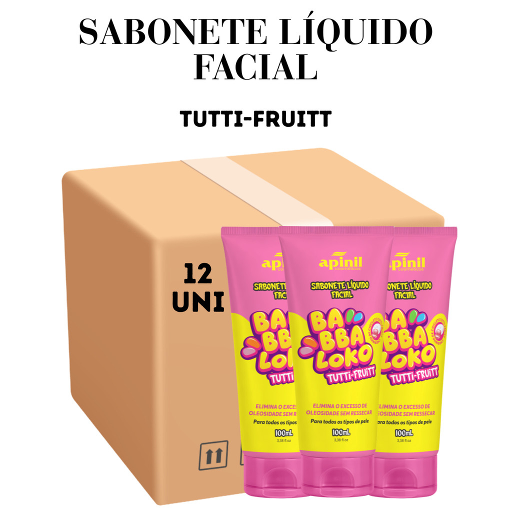 Kit 12 Sabonete Líquido Facial Babaloko Tutti-Frutti 100ml Apinil Cosméticos
