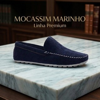 Mocassim Drive Masculino Camurça Macio Calce Fácil Dia a Dia
