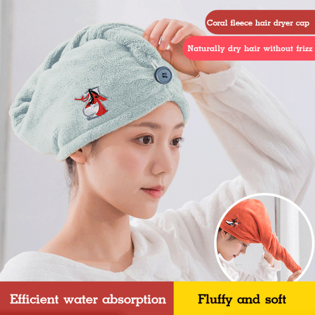 【Design Estiloso】Touca De Banho De Turbante De Cabelo Instantâneo/Secagem Rápida/Toalha De Lã Coral