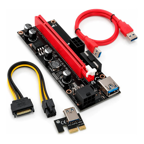 Placa Riser Card Pci-e Kp-pl906 Usb 3.0 Extensor Mineração Preto