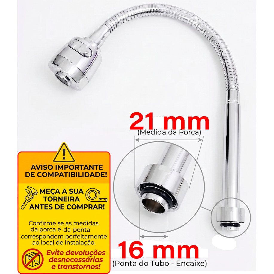 Tubo Gourmet 1/2 Reposicao Para Torneira De Cozinha Parede/ Mesa