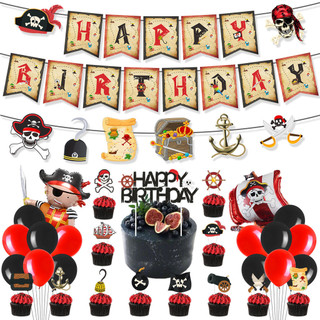 2025 tema pirata festa de aniversário cena decoração puxar bandeira favo de mel decoração balão conjunto personalização 