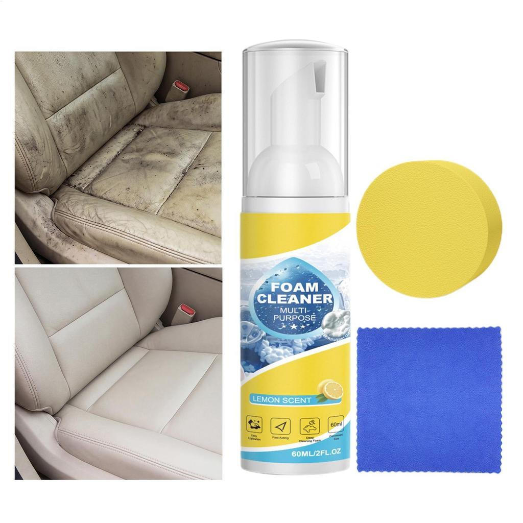 Limpador de Espuma Multiuso 60ml, para Assentos de Carro, Agente Poderoso para Sofás e Móveis de Veículos, Limpador Domé