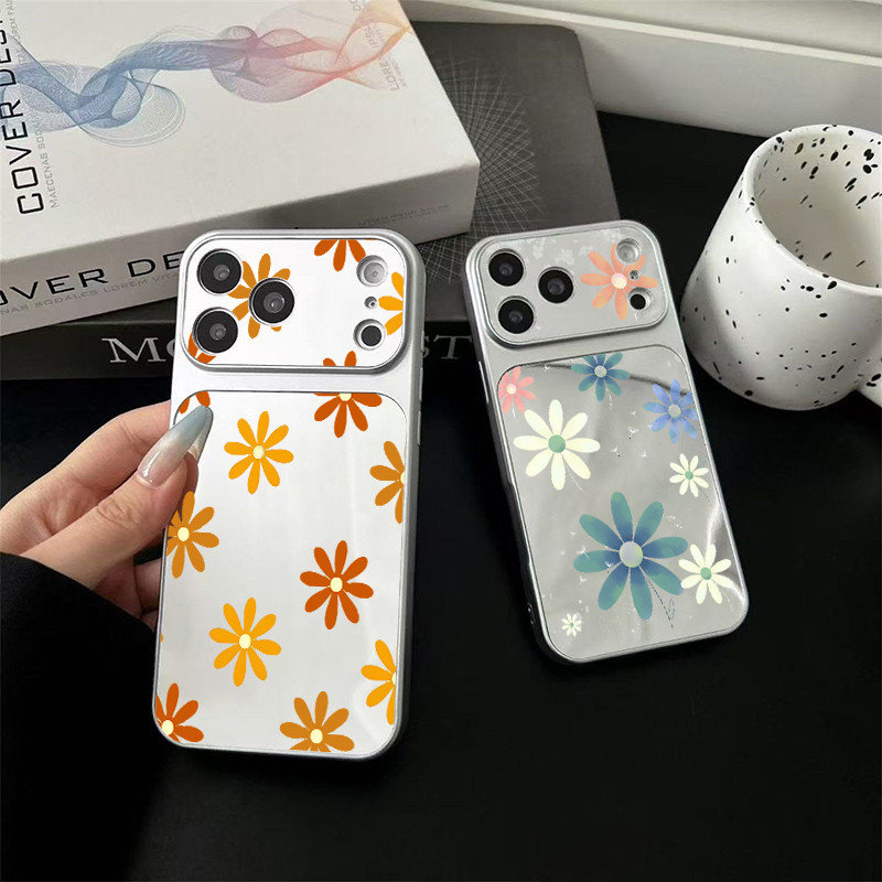 Bonito Colorido Floral Espelho Caso De Telefone Para Samsung Galaxy A07 A17 A27 A37 A57 A06 A16 A26 A36 A56 5G 4G Acríli