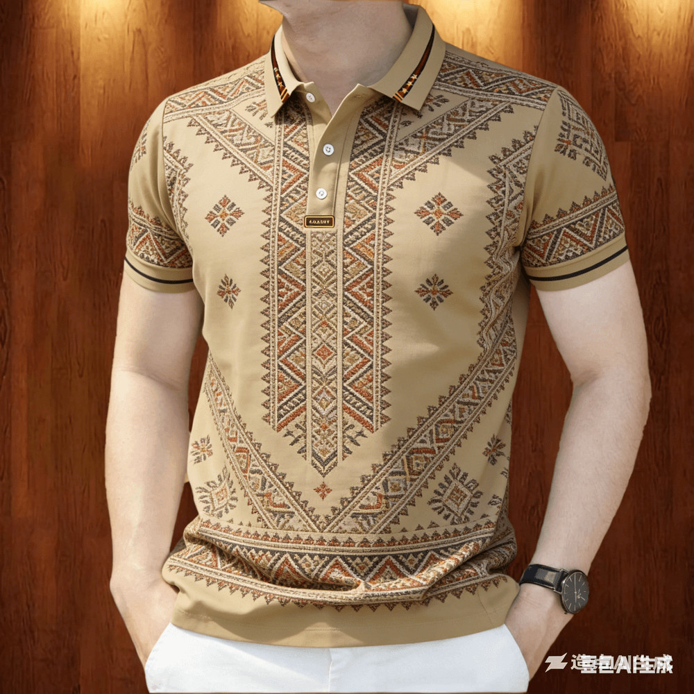Camisa Polo Masculina Para Roupas Masculinas Barong Estilo Vintage Tops Casuais Manga Curta Roupa De Rua Ao Ar Livre 8