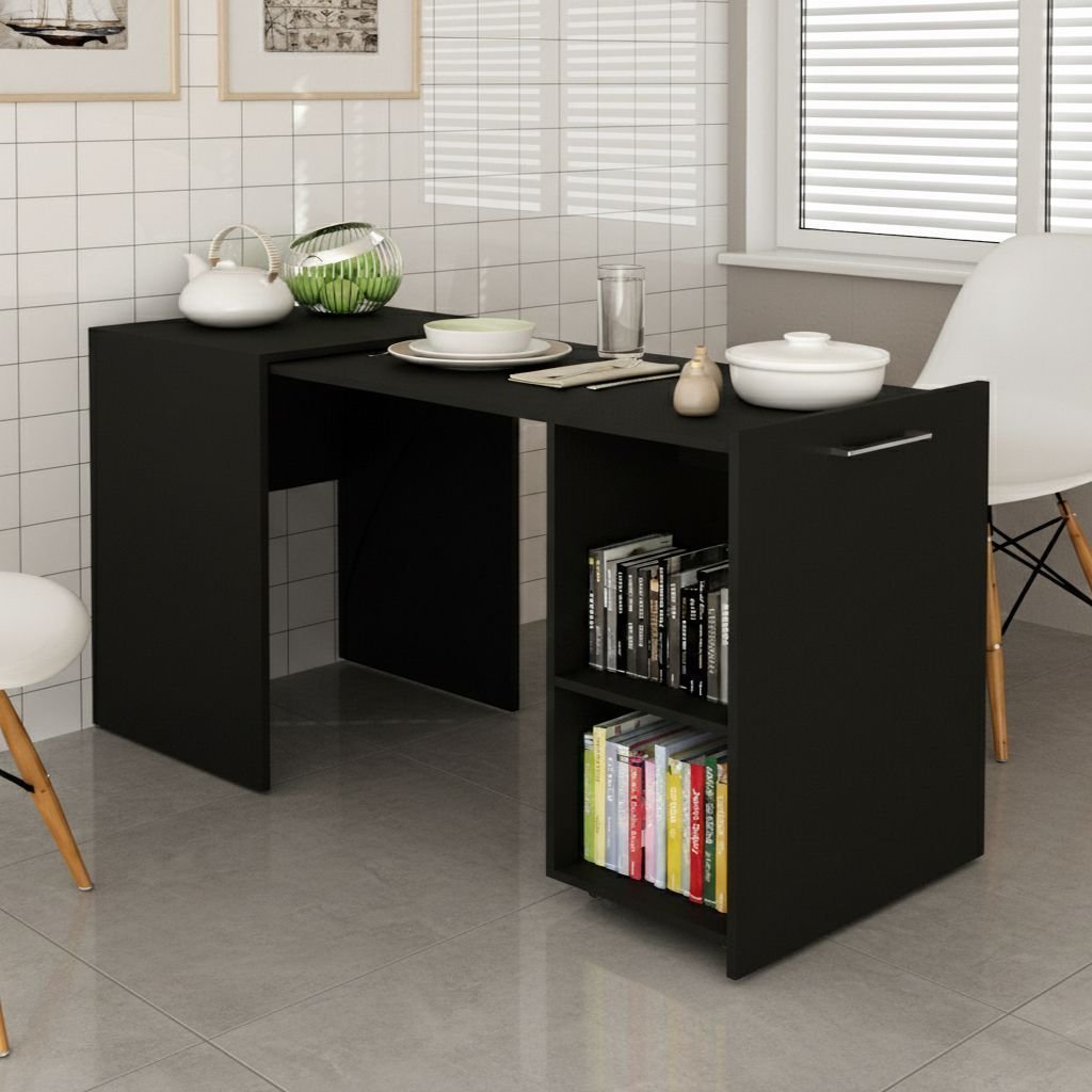 Escrivaninha Retrátil Mesa Escritório ME4170 54cm Preto Preto