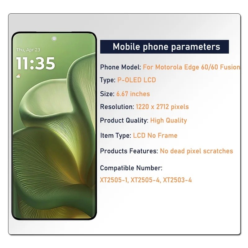 6.67 " Para Motorola Edge 60 Fusion Lcd XT2503-4 Display Tela De Toque Digitador