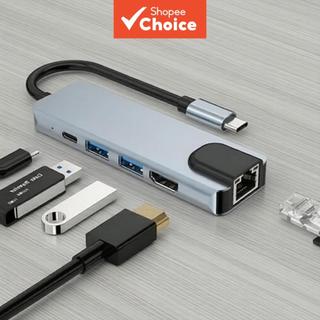  Adaptador Tipo C HDMI Hub USB 5 em 1 4K RJ45 Ethernet 87W PD Extensor DP para Laptop PC Tablet