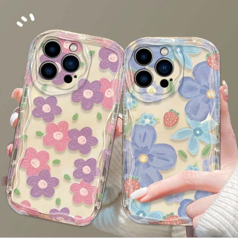 Capa De Celular Para Samsung Galaxy A06 A05 A05S A04 A04E A35 A34 A53 A52 A23 A24 A14 Invólucro Fresco Azul Roxo Flor 3D