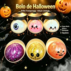 Squishy Dumpling Halloween Surpresa com Cestinha Abóbora Fantasma Antiestresse