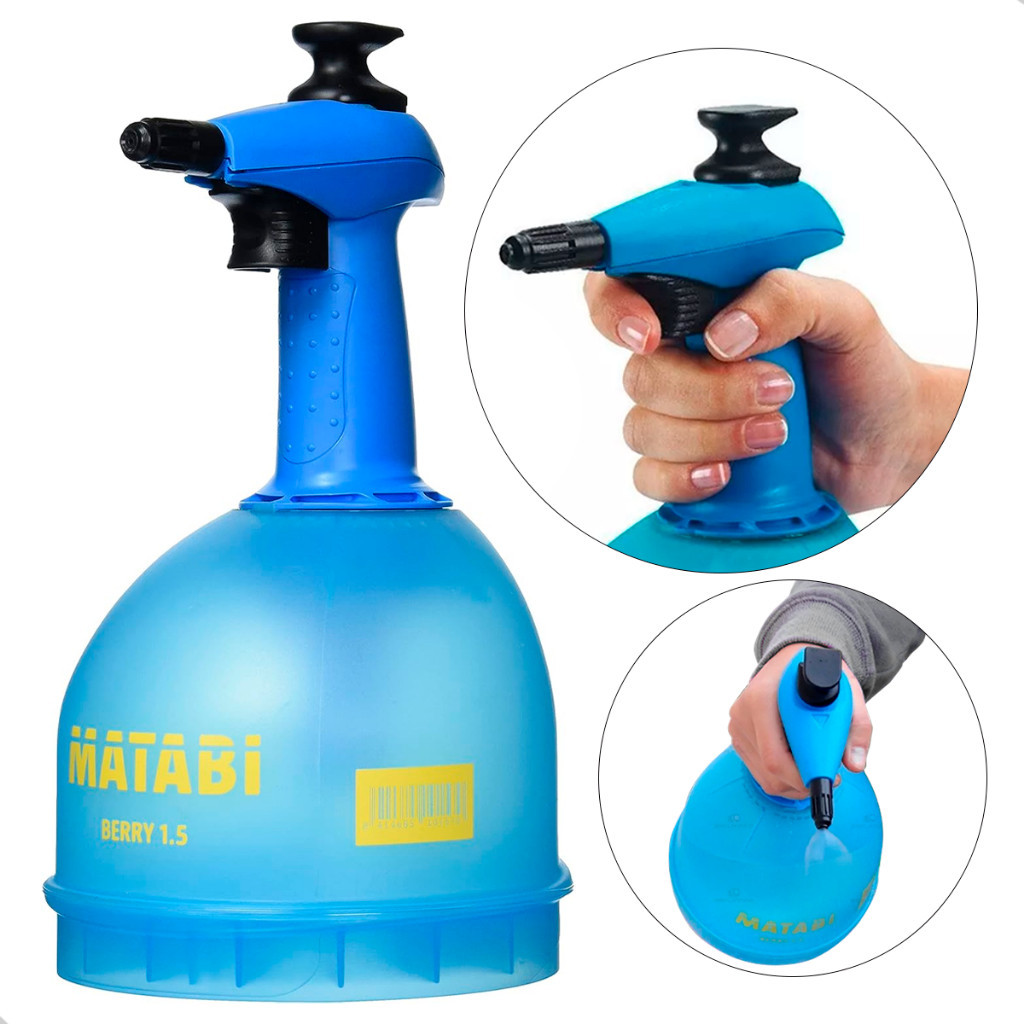 Pulverizador Borrifador Compressão Manual Berry 1.5 Matabi / 1 Litro Útil - Azul