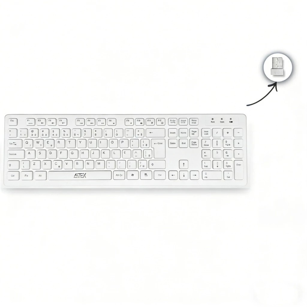 Teclado Sem Fio Aitek ATE-W11 ABNT2 Wireless 2.4GHz PC Notebook · foto 2