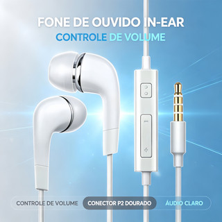 Fones Intra-auriculares Originais J5 com Som Estéreo e Cancelamento de Ruído – Entrada 3.5mm, Venda por Atacado