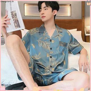 Pijamas de verão masculino Plus Size manga curta solta Homewear novo estilo pijamas masculinos verão solto juventude ter