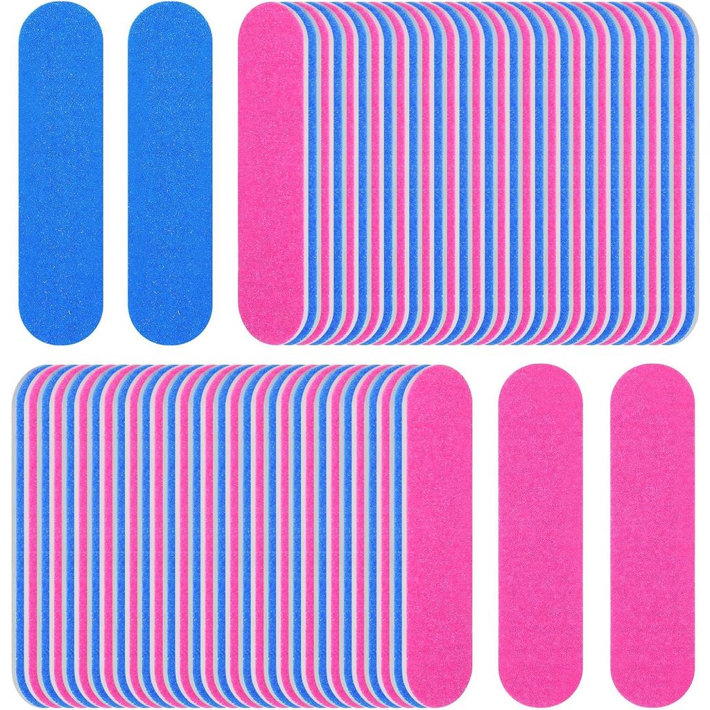 100 Lixas de Unha Mini, Lixas de Unha Descartáveis, Lixas de Unha Coloridas de Dupla Face para Viagem, Kit de Manicure p
