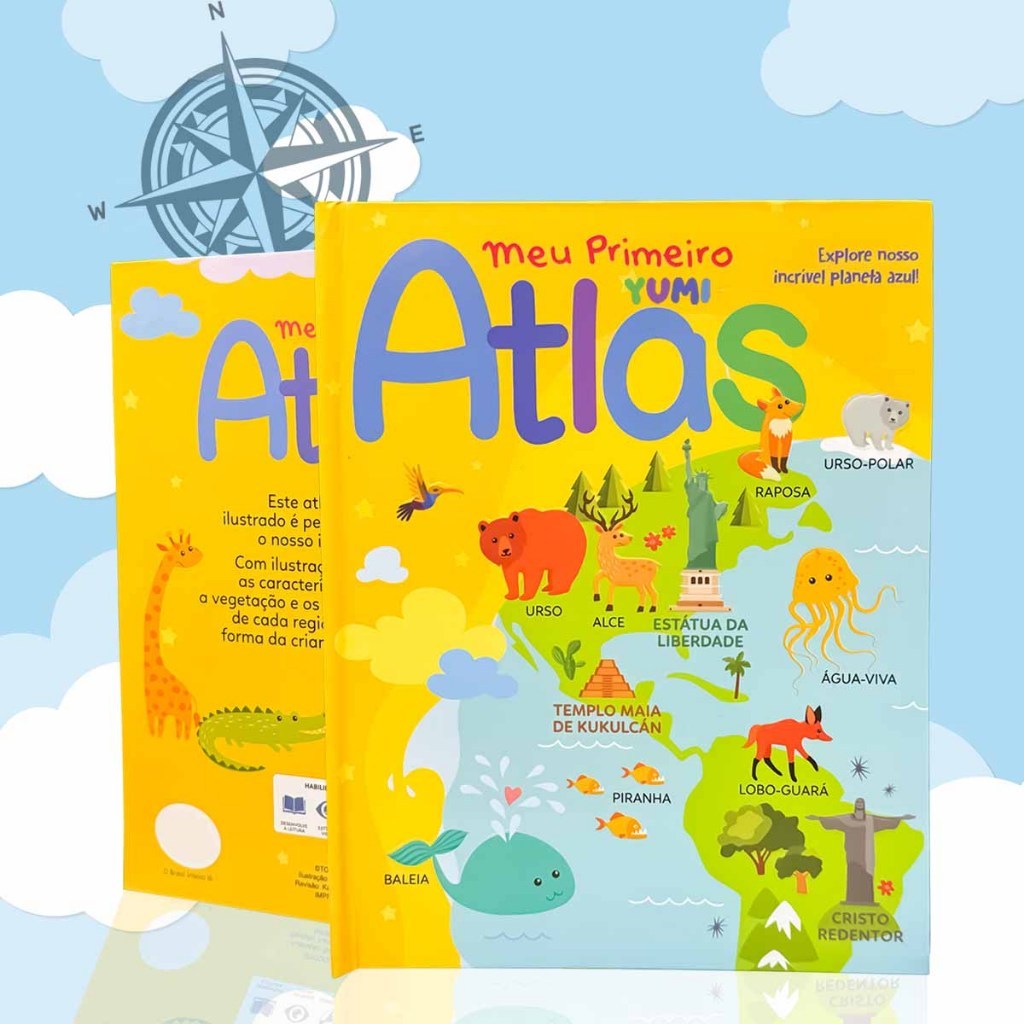 Livro Infantil Ilustrado Educativo Meu Primeiro Atlas - Animais E Lugares