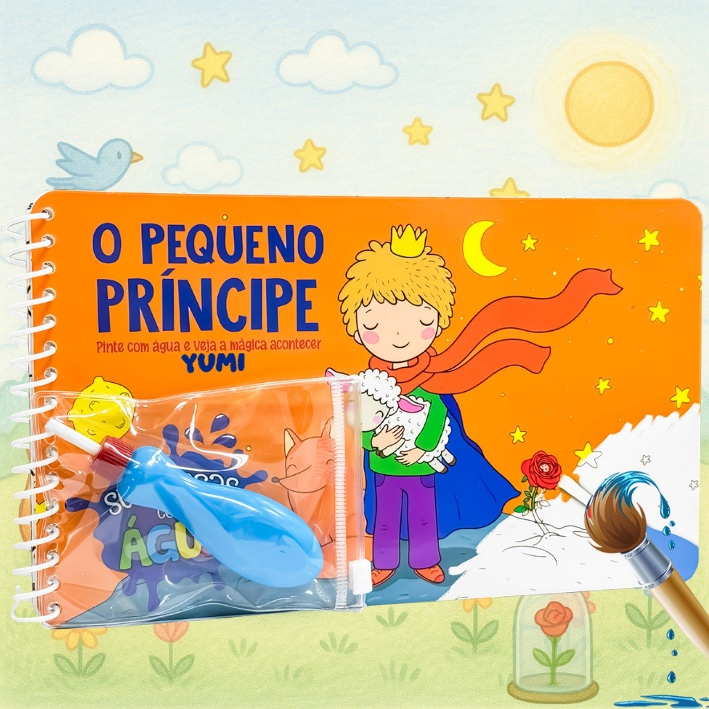 Livro Infantil Desenhos O Pequeno Principe Pinta Com Água Capa Dura Agua book Aquabook