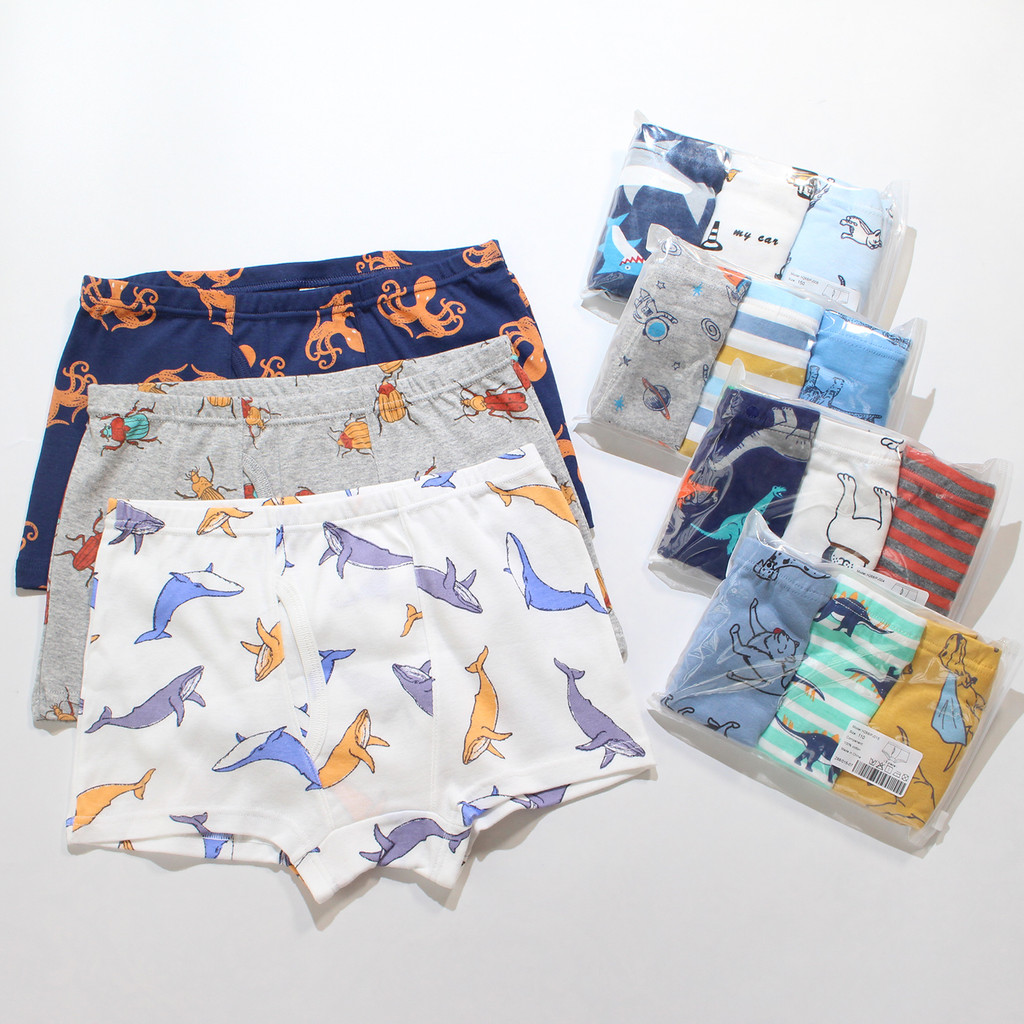 Meninos médio grande crianças todo puro algodão boxer briefs pequena roupa interior dos desenhos animados impresso crian