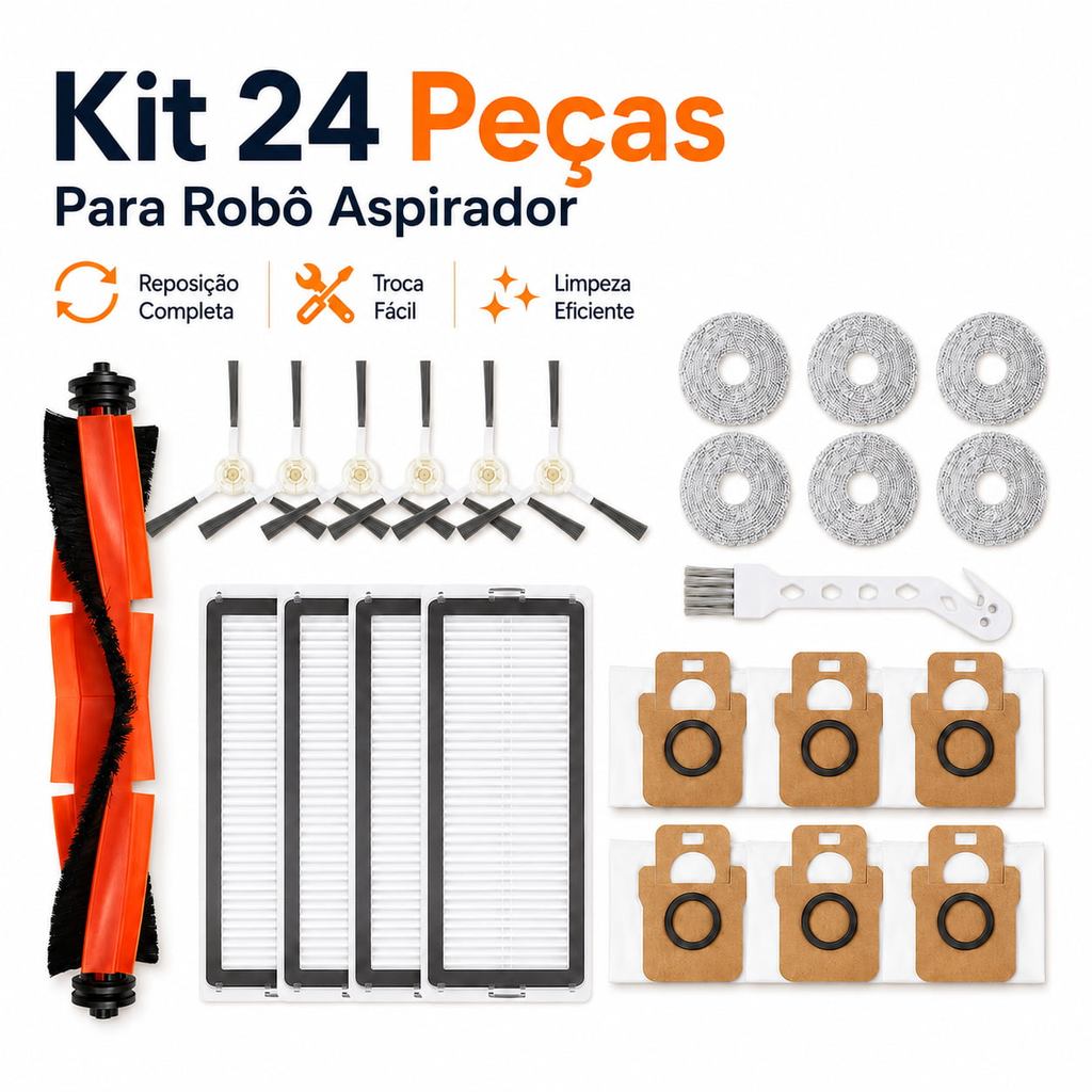 Suprimentos Aspirador X10+ X20+ Pro S20 Plus Kit Manutenção 24 Peças Escova Central Saco Coletor Mop