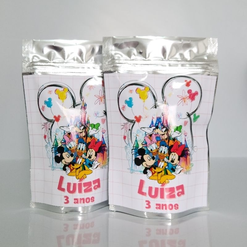 SAQUINHO METALIZADO DISNEY LEMBRANCINHA PERSONALIZADA PARA FESTA INFANTIL ANIVERSÁRIO