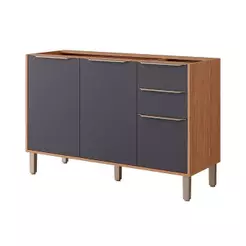 Balcão de Cozinha Esplêndida 3 Portas e 2 Gavetas s/Tampo 120cm Freijo/Titanium - MGM