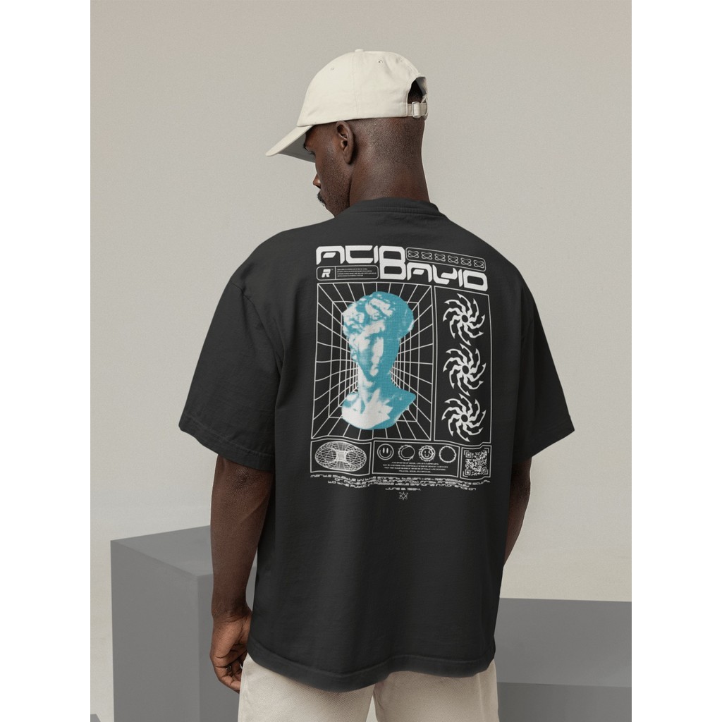Camiseta Oversized Gola Alta Streetwear Masculino e Feminino 100% Algodão  Preto e Off Whte Estampado - ESTAMPADO