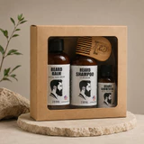 Kit de barba com balm, óleo e shampoo