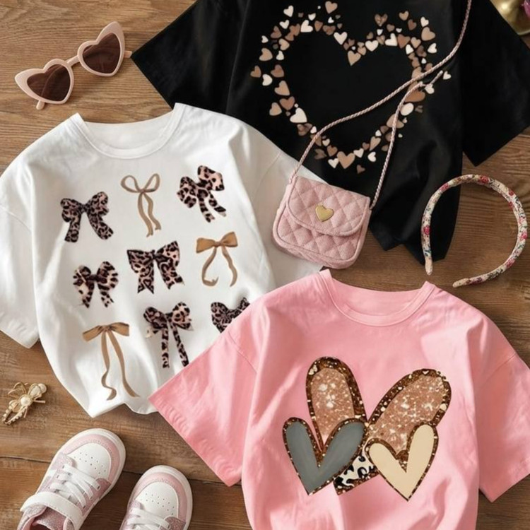 Kit 3 Camisetas Infantil Meninas Estampada Delicada Blogueira Para Escola 100% Algodão PREMIUM