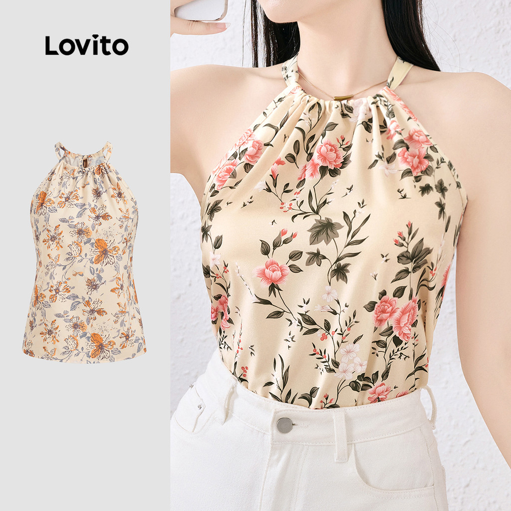 Lovito Férias Top Com Cordão E Amarração Nas Costas Estilo Resort Primavera/verã