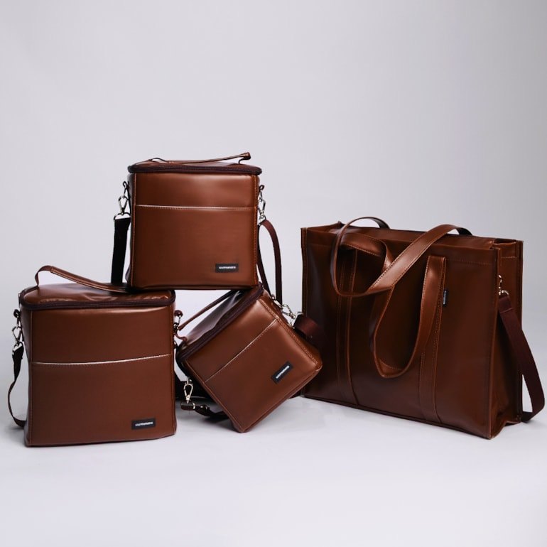 Kit Bolsa Tote Pro com Alça + Térmica Move Média Marrom Cacau