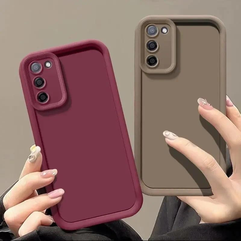 Capa de Telefone para Samsung Galaxy A15 A25 A54 A34 A71 A73 A24 A14 A05S A23 A53 A52 A32, Cor Sólida, Bonita, Linha Ond
